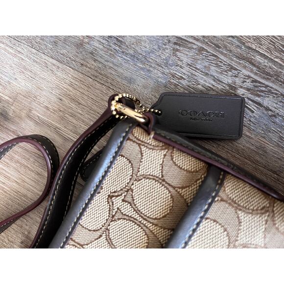 Coach F58285 Outline Signature File Bag Crossbody Khaki Brown Discontinued - Picture 5 of 10